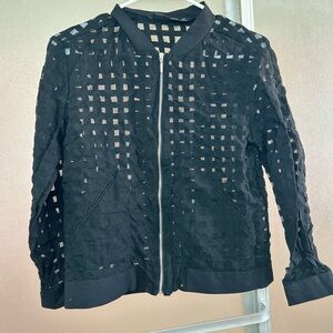 Zara Black Textured Bomber Jacket